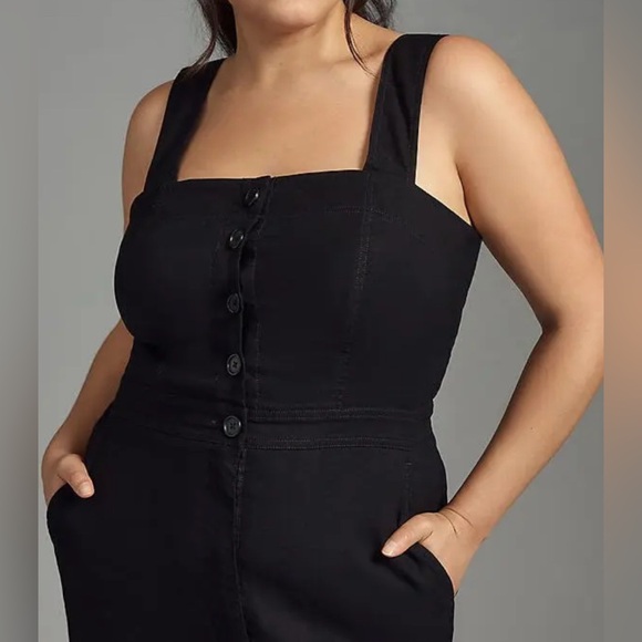 NWOT Anthropologie MAEVE The Portside Button-Front Jumpsuit - Black - Picture 3 of 9